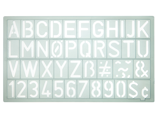 Sjabloon Westcott cijfers en letters 20mm hoog 190X90mm, transparant sjabloon