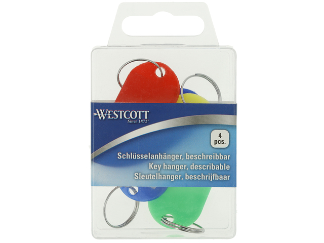 Sleutelhanger Westcott ass 4st in plastic box Met verwisselbaar etiket