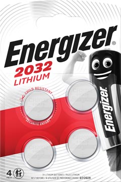 Energizer knoopcellen lithium CR2032, blister van 4 stuks