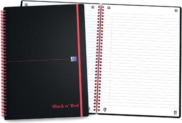 Oxford BLACK N' RED spiraalblok kunststof, 140 bladzijden ft A4, gelijnd
