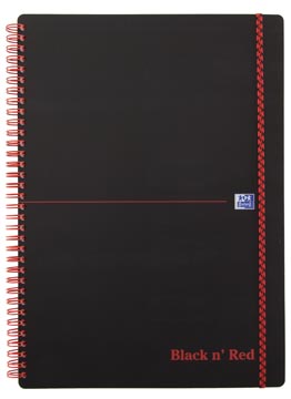 Oxford BLACK N' RED spiraalblok kunststof, 140 bladzijden ft A5, geruit 5 mm