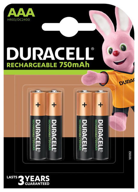 Pile rechargeable Duracell 4xAAA 750mAh Plus