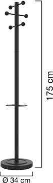 Unilux portemanteau Access, hauteur 175 cm, 6 patères, avec porte-parapluies, noir