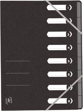 Elba Oxford Top File+ sorteermap, 8 vakken, met elastosluiting, zwart