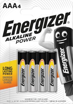 Energizer batterijen Alkaline Power AAA, blister van 4 stuks