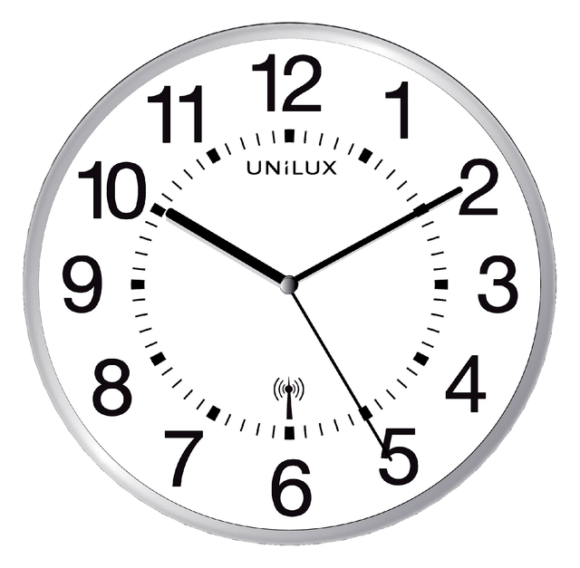 Horloge murale Unilux Wave radio-contrôlée Ø30cm gris argent