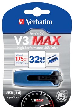 Verbatim V3 MAX USB 3.0 stick, 32 GB blauw